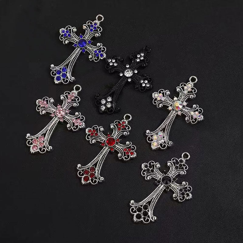Wholesale Hollow Flower Necklace Diamond Cross Pendant Necklace Sweater Chain